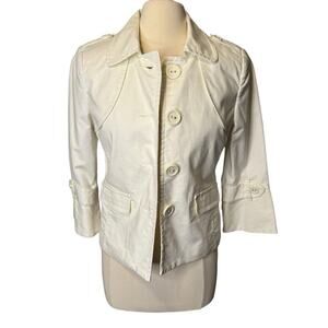 Rafaella White Jacket Bell Sleeves Size Medium Button Front